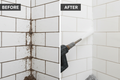 High-pressure grout tool blasting shower tile lines clean
